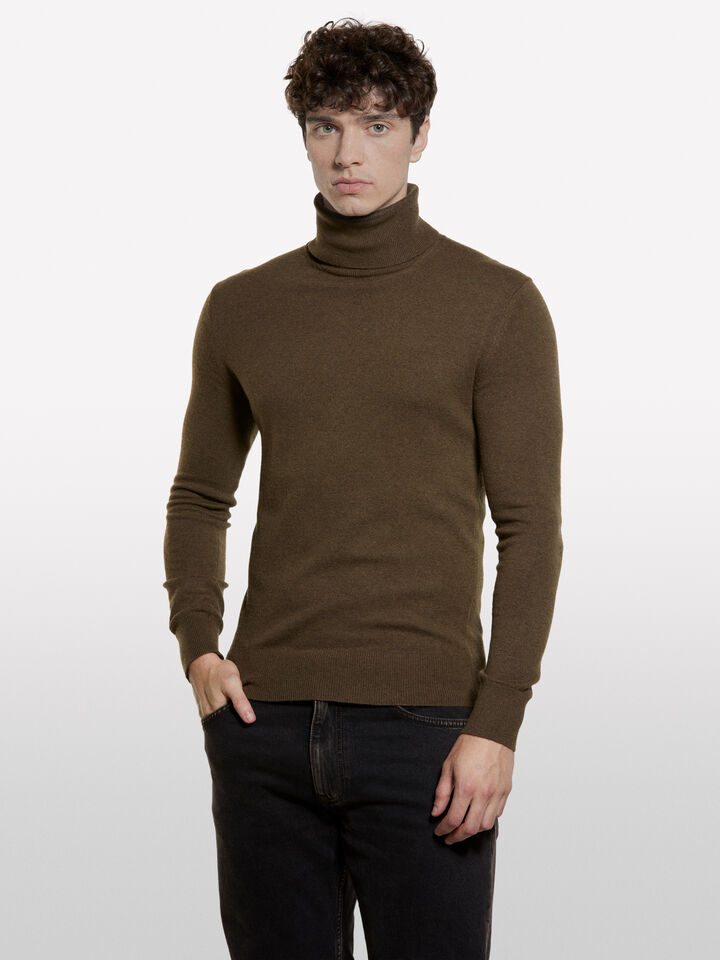 Pull marron coupe régulière à col montant - pulls col montant pour homme - Marron | Sisley image number 3